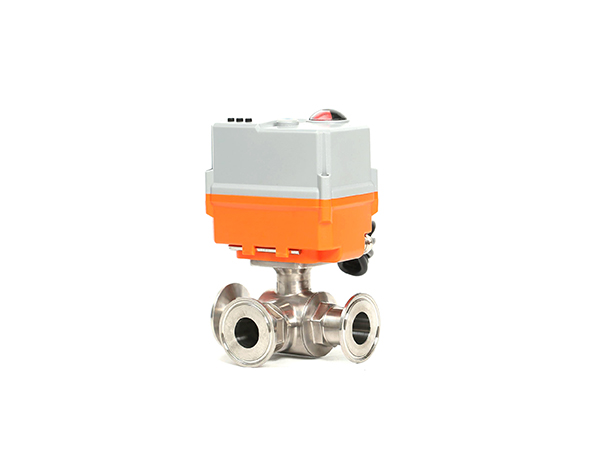 Electric sanitary three-way ball valve